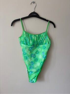 Studio - Girls' Green Floral One-Piece Swimsuit - Kids Swim